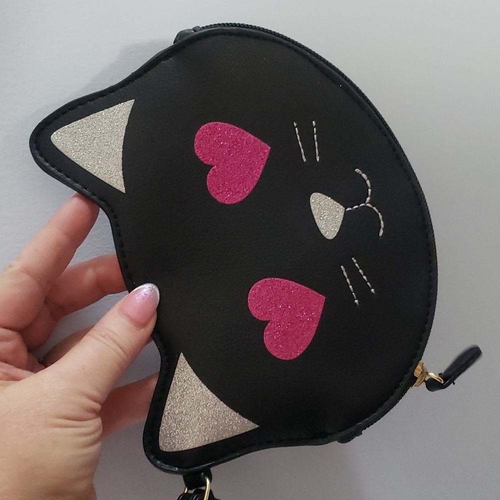 Betsey Johnson black cat wristlet clutch wallet